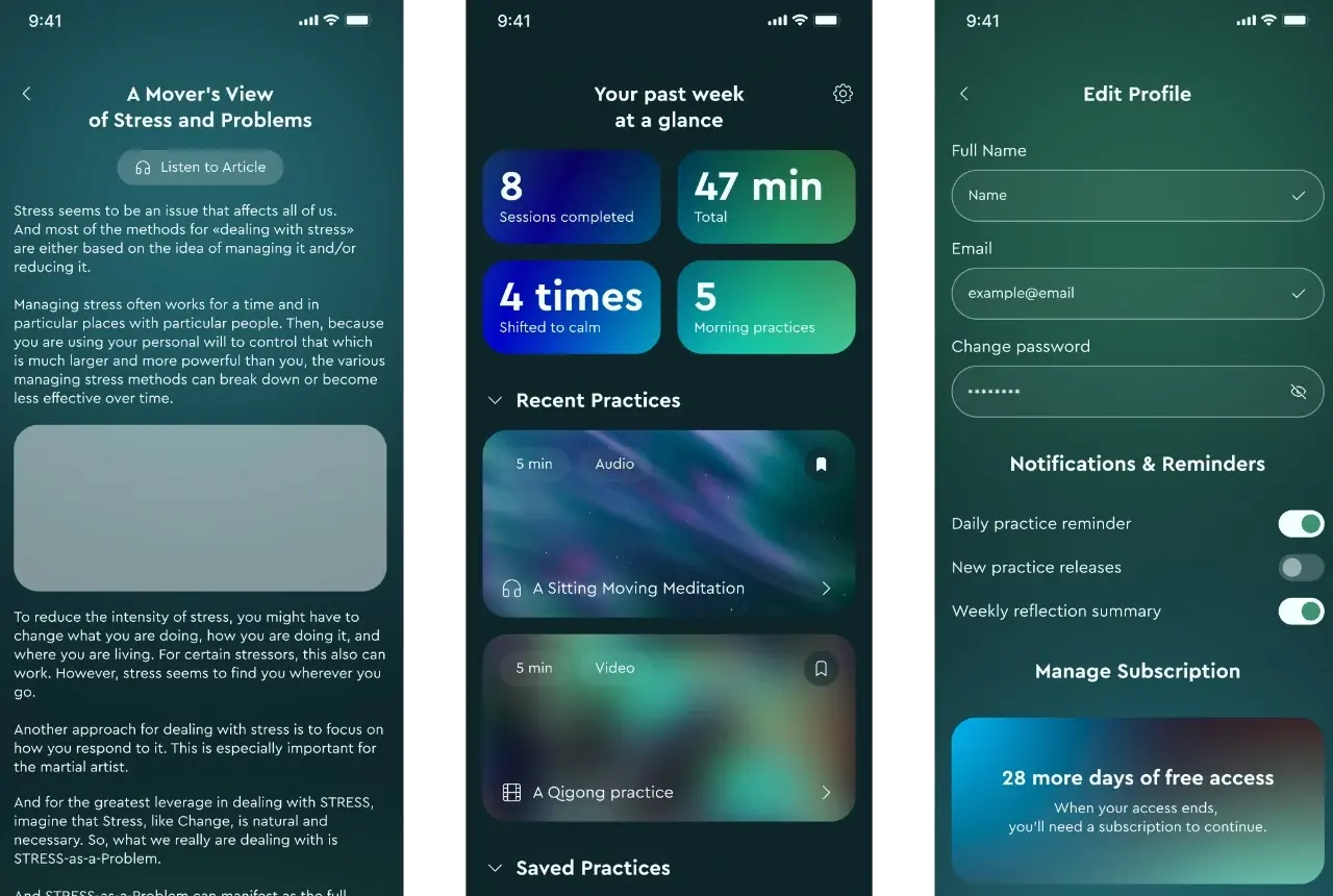 Экраны приложения для медитации